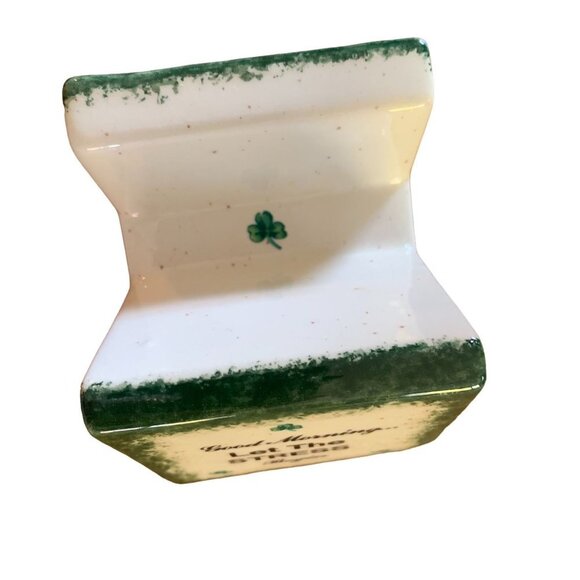 PINE IRISH Porcelain Business Card Holder White/Green - Picture 2 of 4